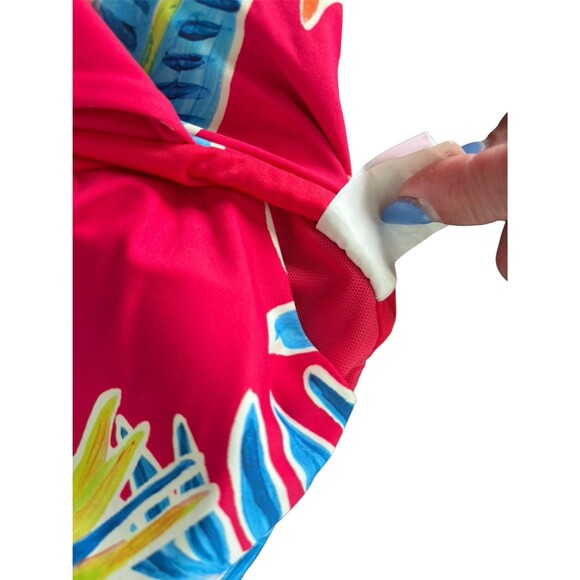 Sunsets Two Piece Red Floral Swimsuit w/Keyhole Removable Pads Size 16 / DD - Picture 6 of 10